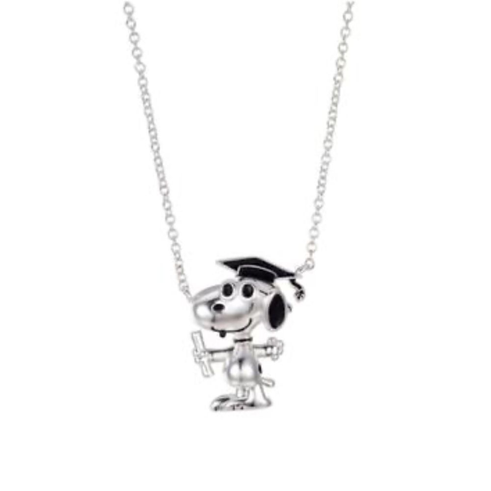 Unwritten Silver Plated Peanuts "Snoopy" Graduation Pendant Necklace, 16"+2"